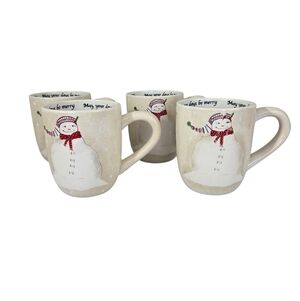 Oneida Snowmates Large Coffee Mugs Set Of 4 Snowman Christmas 4 ¼” Cream